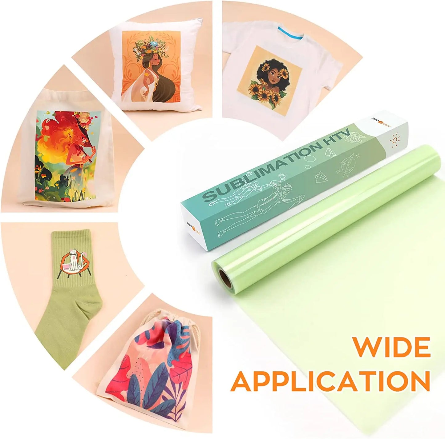 Cricut-kompatibel: Sublimations-HTV für helle Stoffe – 30 x 300 cm – Flexfolie für Sublimation auf Baumwolle