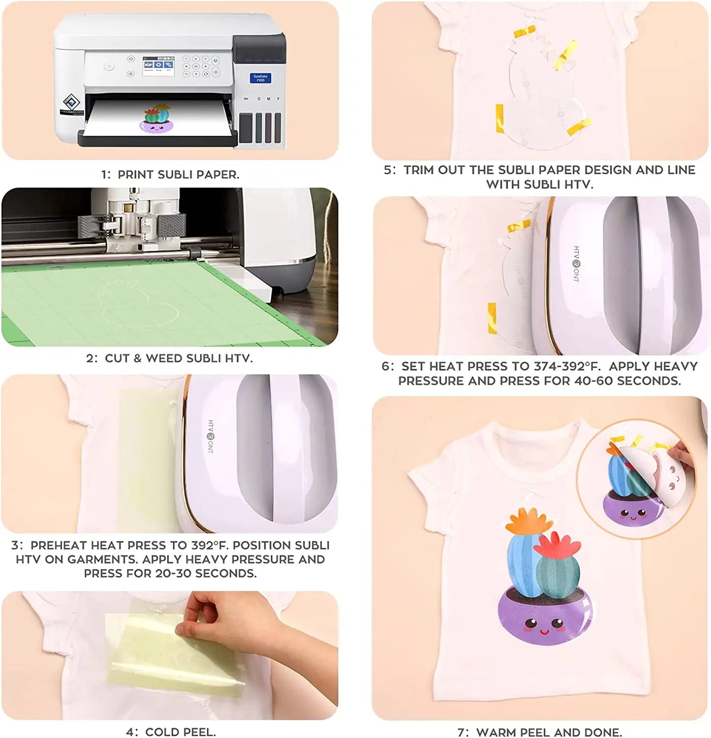 Cricut-kompatibel: Sublimations-HTV für helle Stoffe – 30 x 300 cm – Flexfolie für Sublimation auf Baumwolle