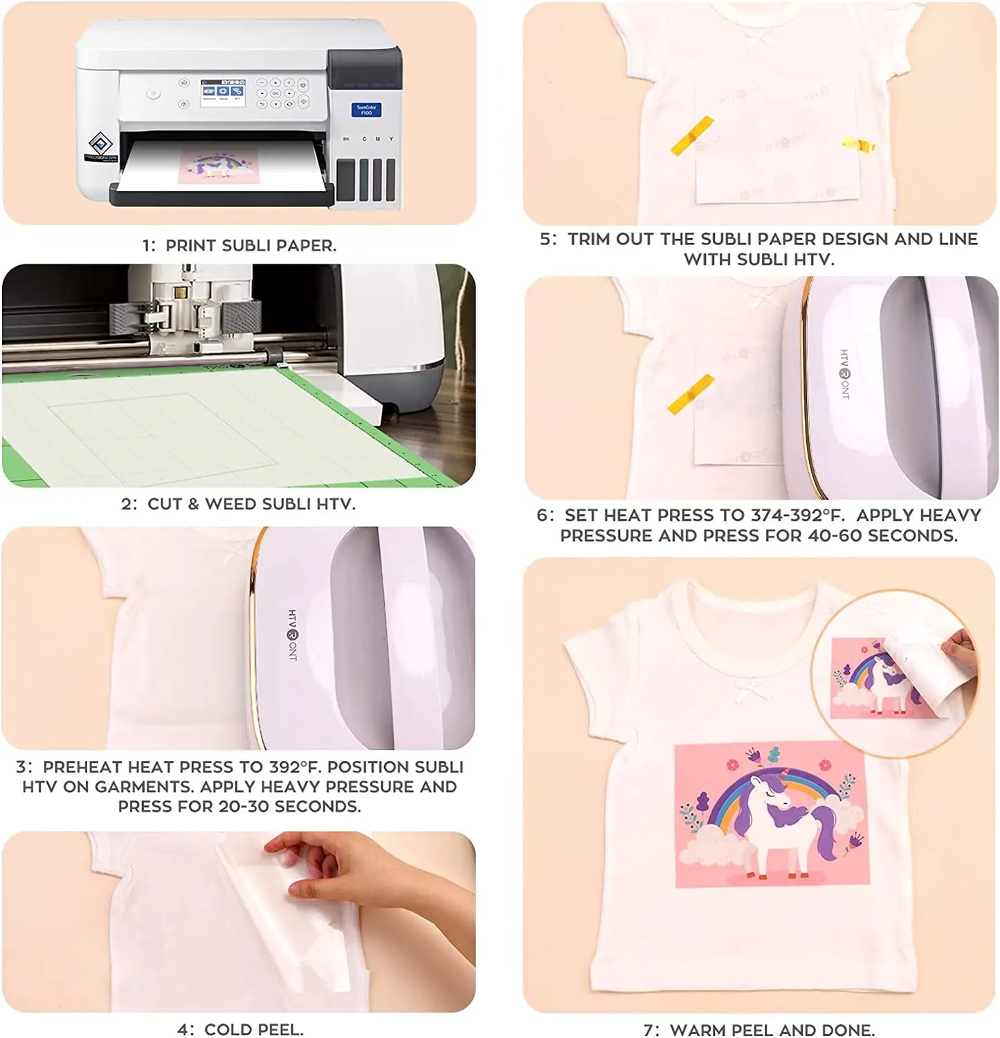 Cricut-kompatibel: Sublimations-HTV für helle Stoffe – 30 x 300 cm – Flexfolie für Sublimation auf Baumwolle