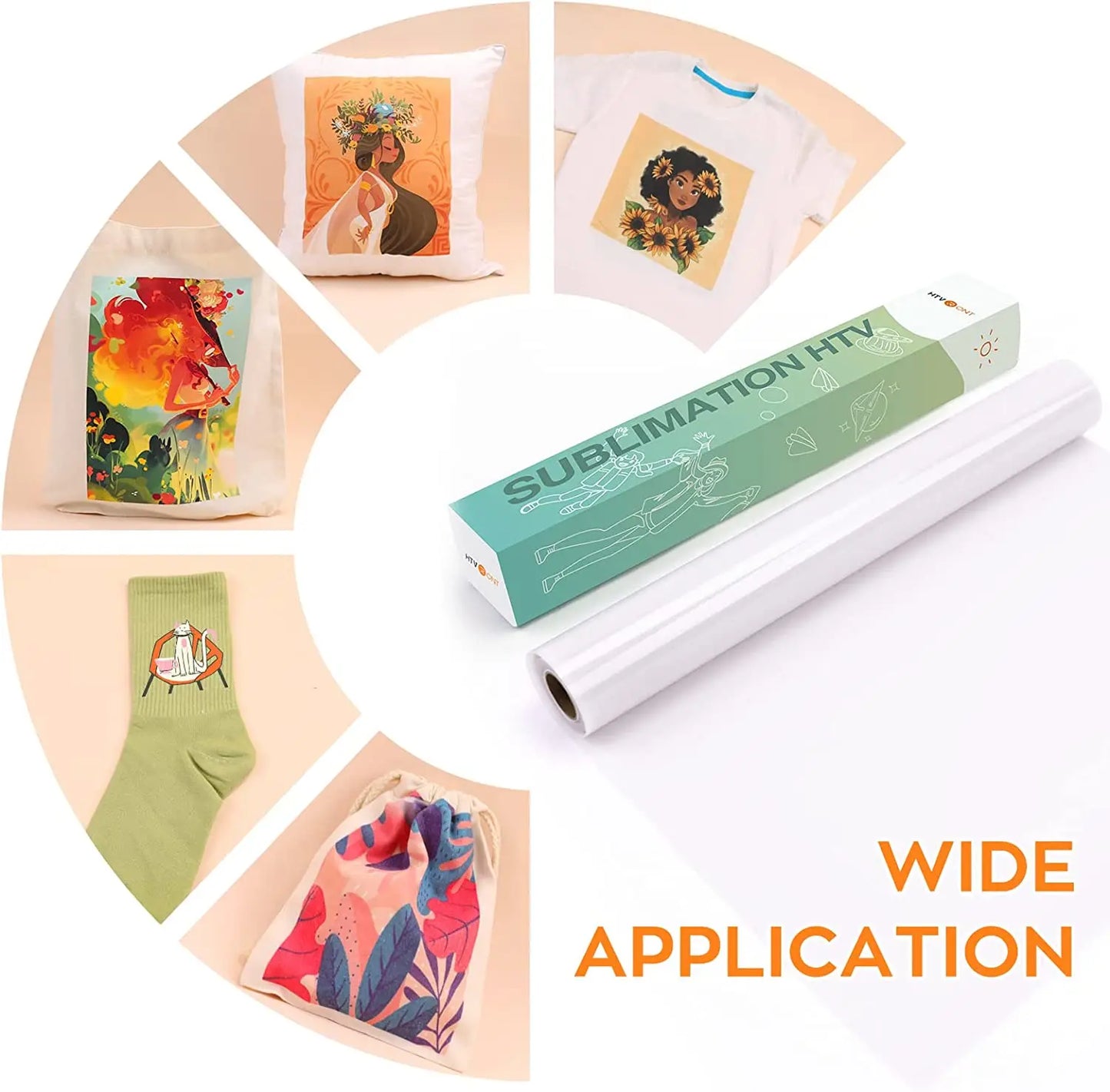 Cricut-kompatibel: Sublimations-HTV für helle Stoffe – 30 x 300 cm – Flexfolie für Sublimation auf Baumwolle