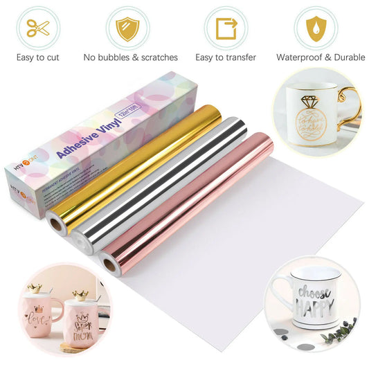 Cricut-kompatibel: Spiegel-Metallic Vinylfolie – 30 x 300 cm – Selbstklebende Permanentfolie für Dekorationen