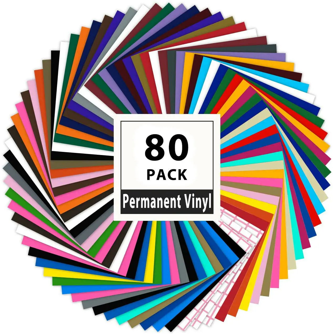 Cricut-kompatibel: 80 selbstklebende Vinylfolien (30,5 x 30,5 cm) – inkl. Transferfolie – Buntes Permanent-Set