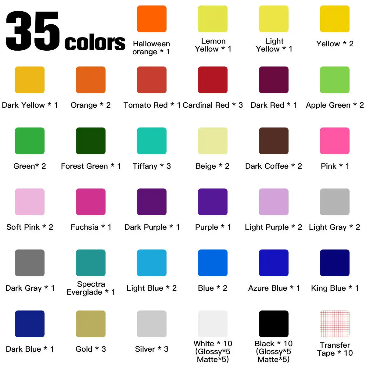 Cricut-kompatibel: 80 selbstklebende Vinylfolien (30,5 x 30,5 cm) – inkl. Transferfolie – Buntes Permanent-Set