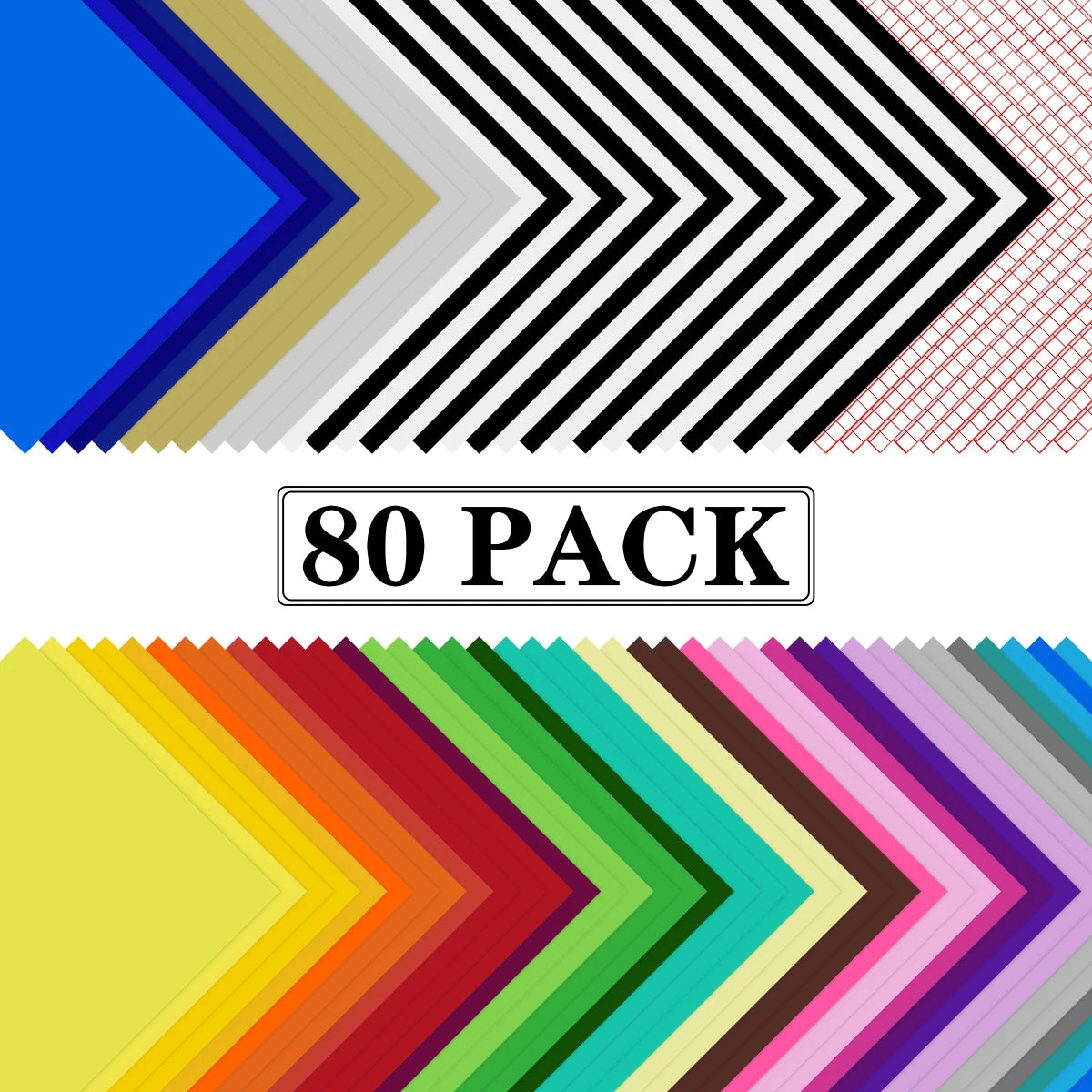 Cricut-kompatibel: 80 selbstklebende Vinylfolien (30,5 x 30,5 cm) – inkl. Transferfolie – Buntes Permanent-Set