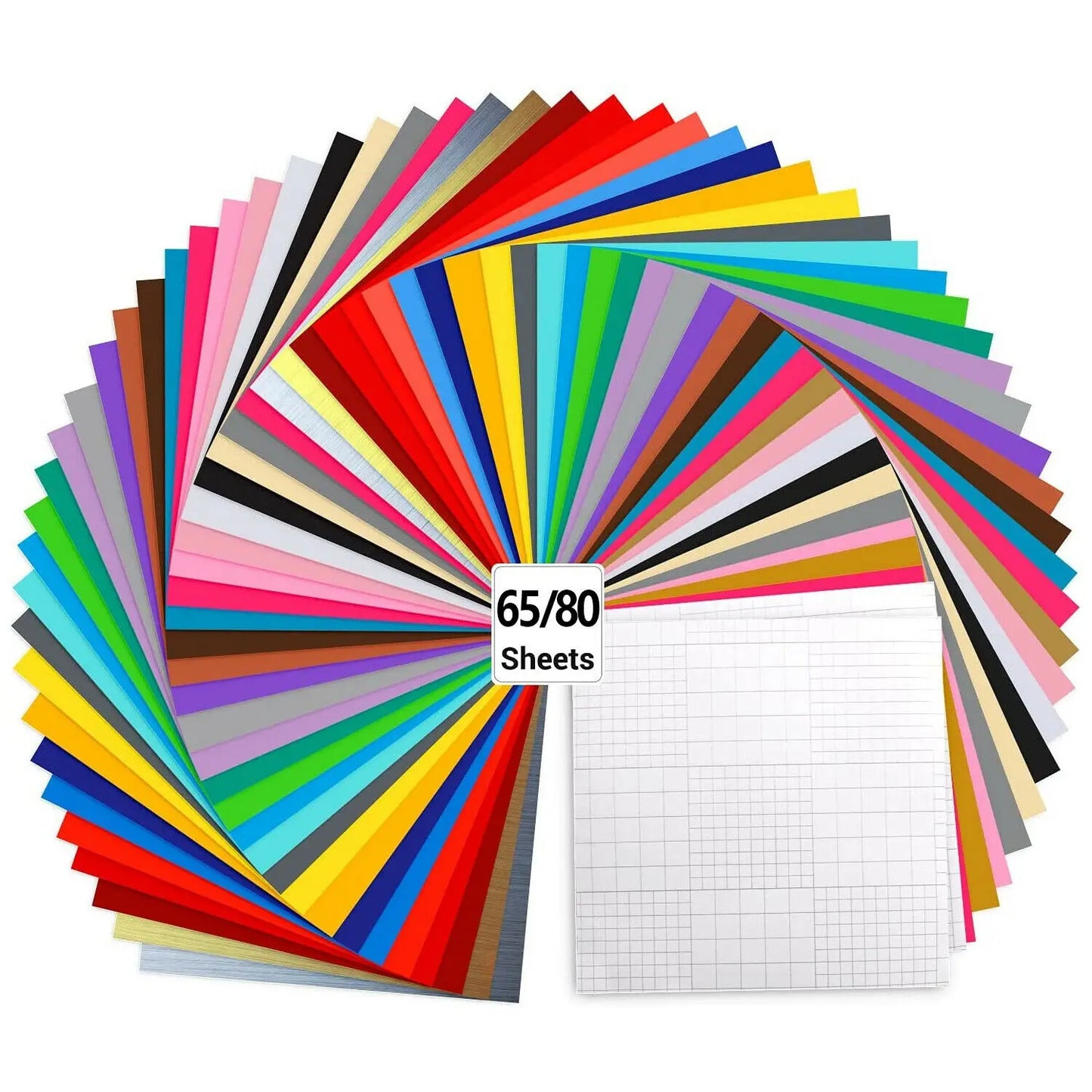 Cricut-kompatibel: 80 selbstklebende Vinylfolien (30,5 x 30,5 cm) – inkl. Transferfolie – Buntes Permanent-Set