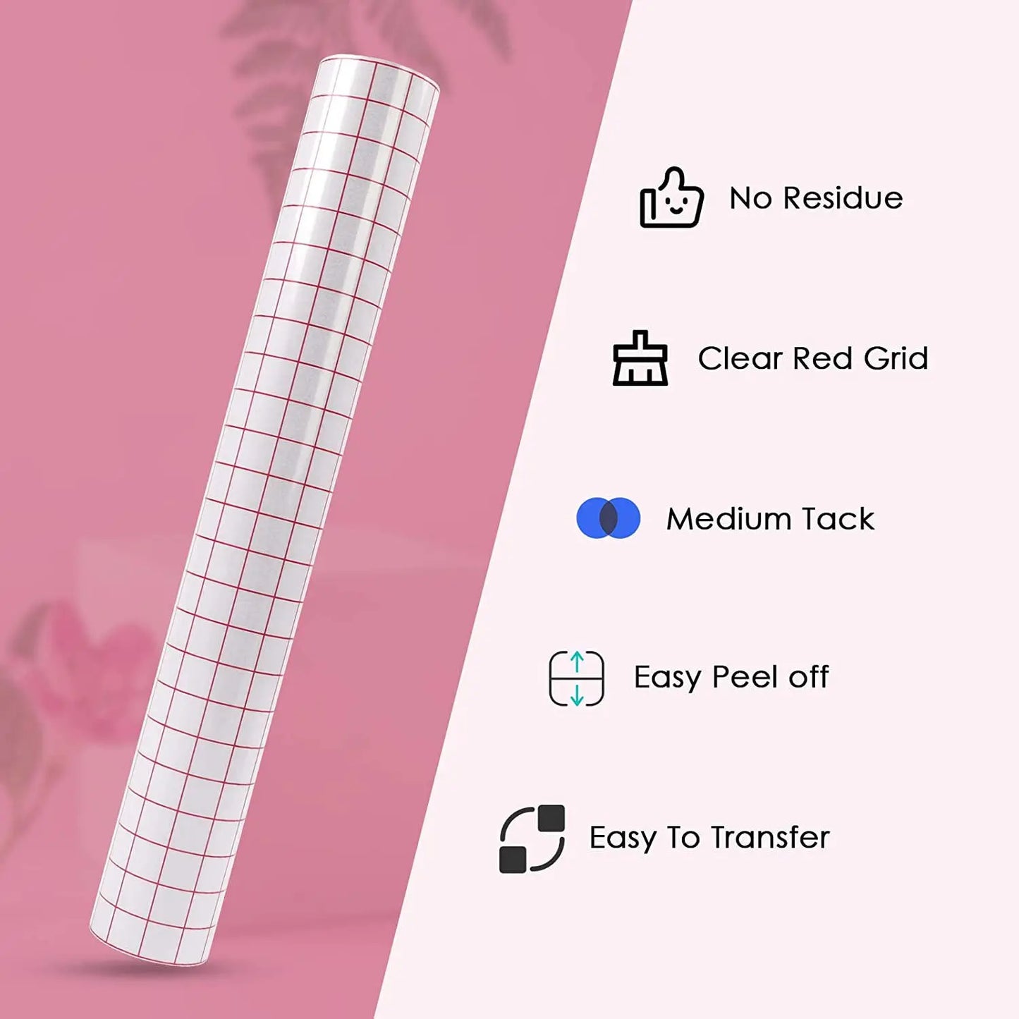 Cricut-kompatibel: Transparentes Transferpapier mit Raster – 30 x 1525 cm – Übertragungsfolie für Vinylprojekte