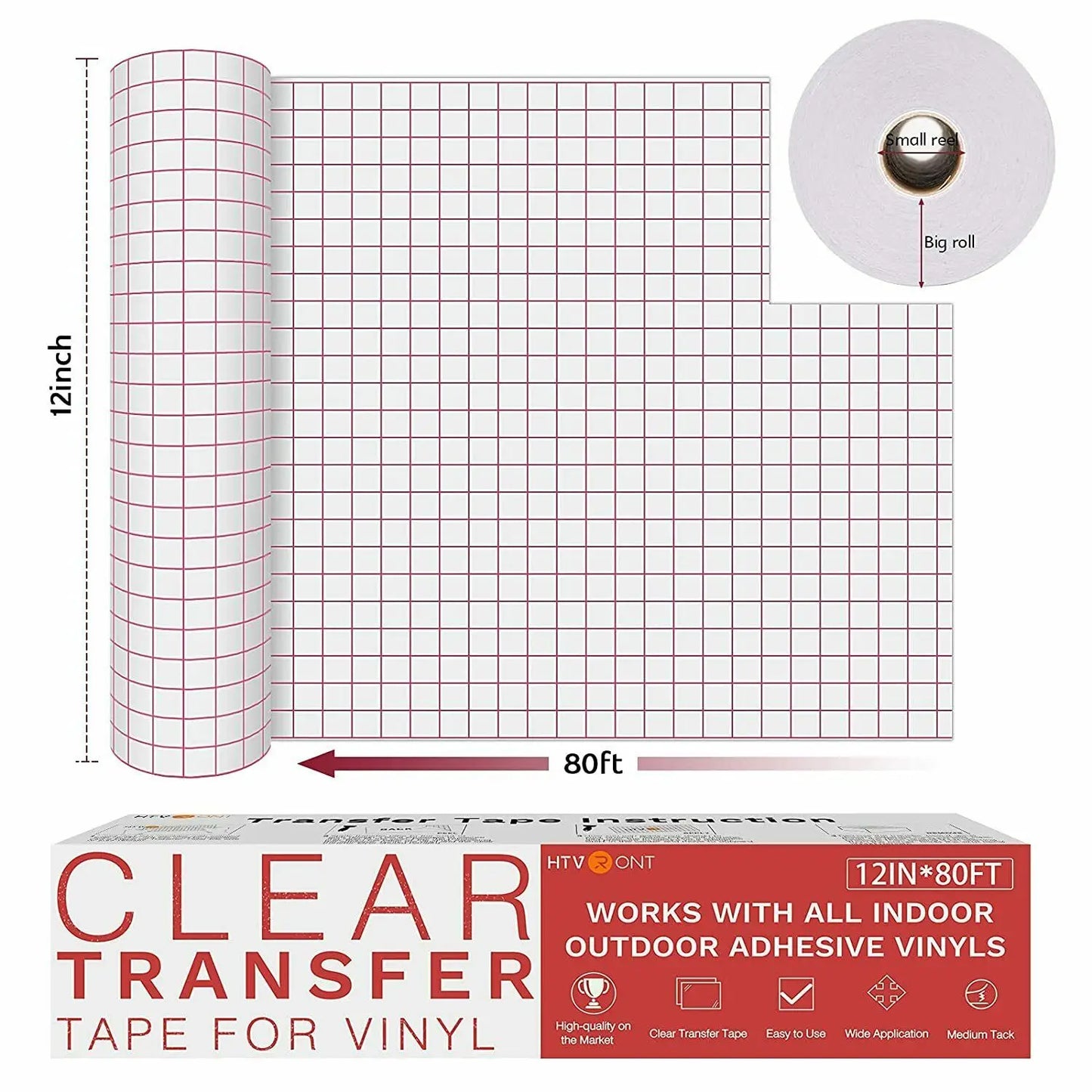 Cricut-kompatibel: Transparentes Transferpapier mit Raster – 30 x 1525 cm – Übertragungsfolie für Vinylprojekte