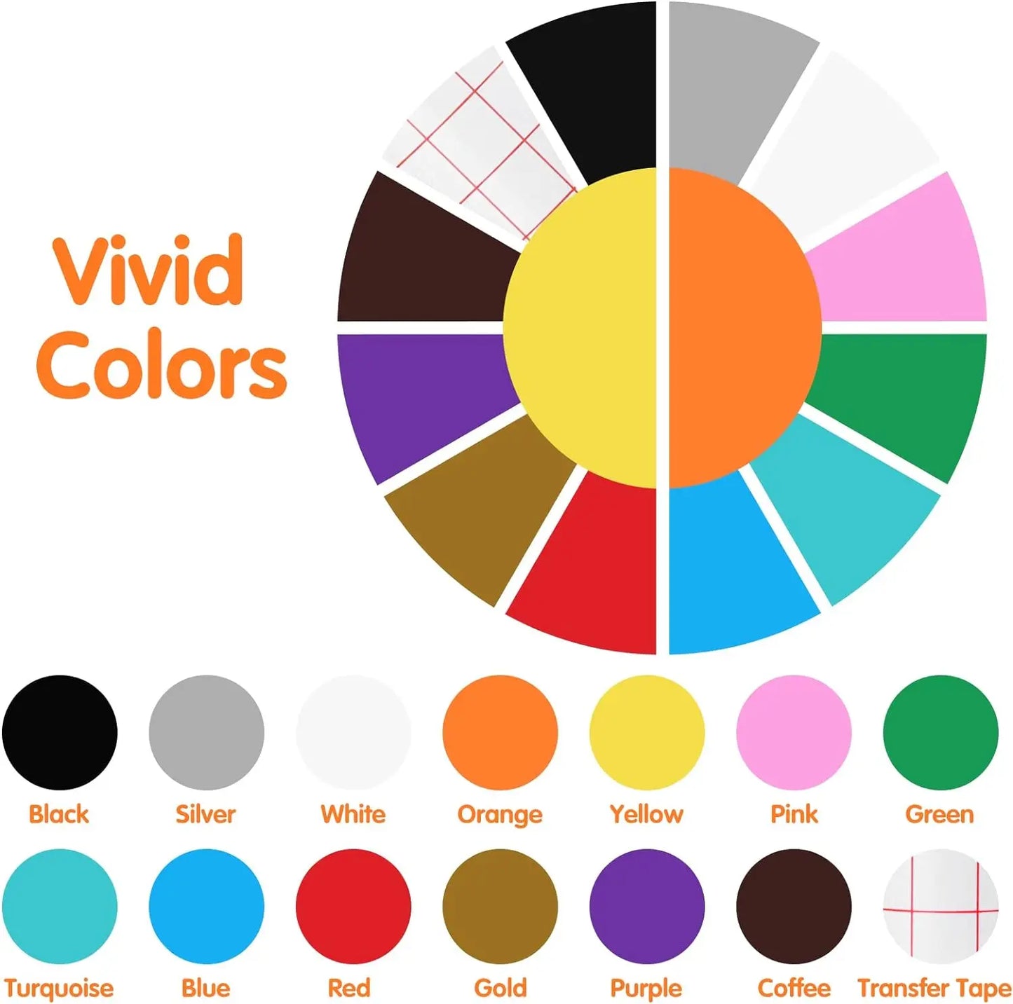 Cricut-kompatibel: 14/18 Rollen Permanent Vinyl – Bunte Plotter-Klebefolie 12x91 cm für Tassen, Gläser, Handyhüllen & mehr