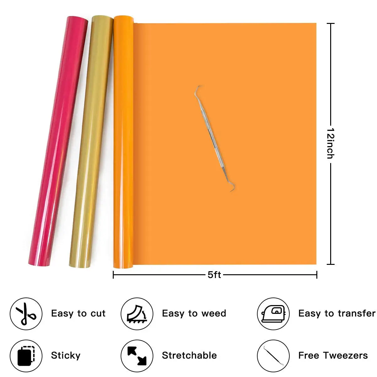 Statt 120 € – jetzt nur 60 € (Rabatt wird automatisch an der Kasse abgezogen) | Cricut-kompatibel: 12 HTV-Rollen – 30 x 152 cm