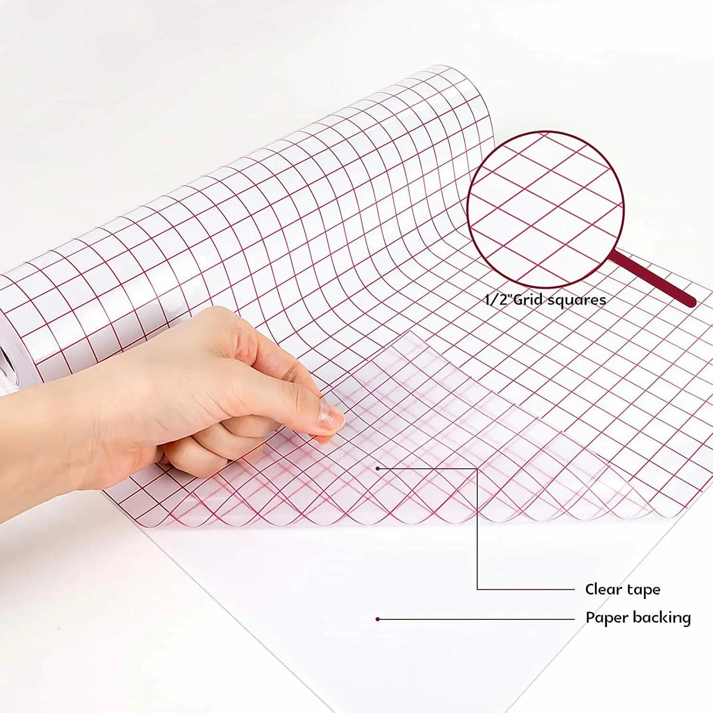 Cricut-kompatibel: Transparentes Transferpapier mit Raster – 30 x 1525 cm – Übertragungsfolie für Vinylprojekte