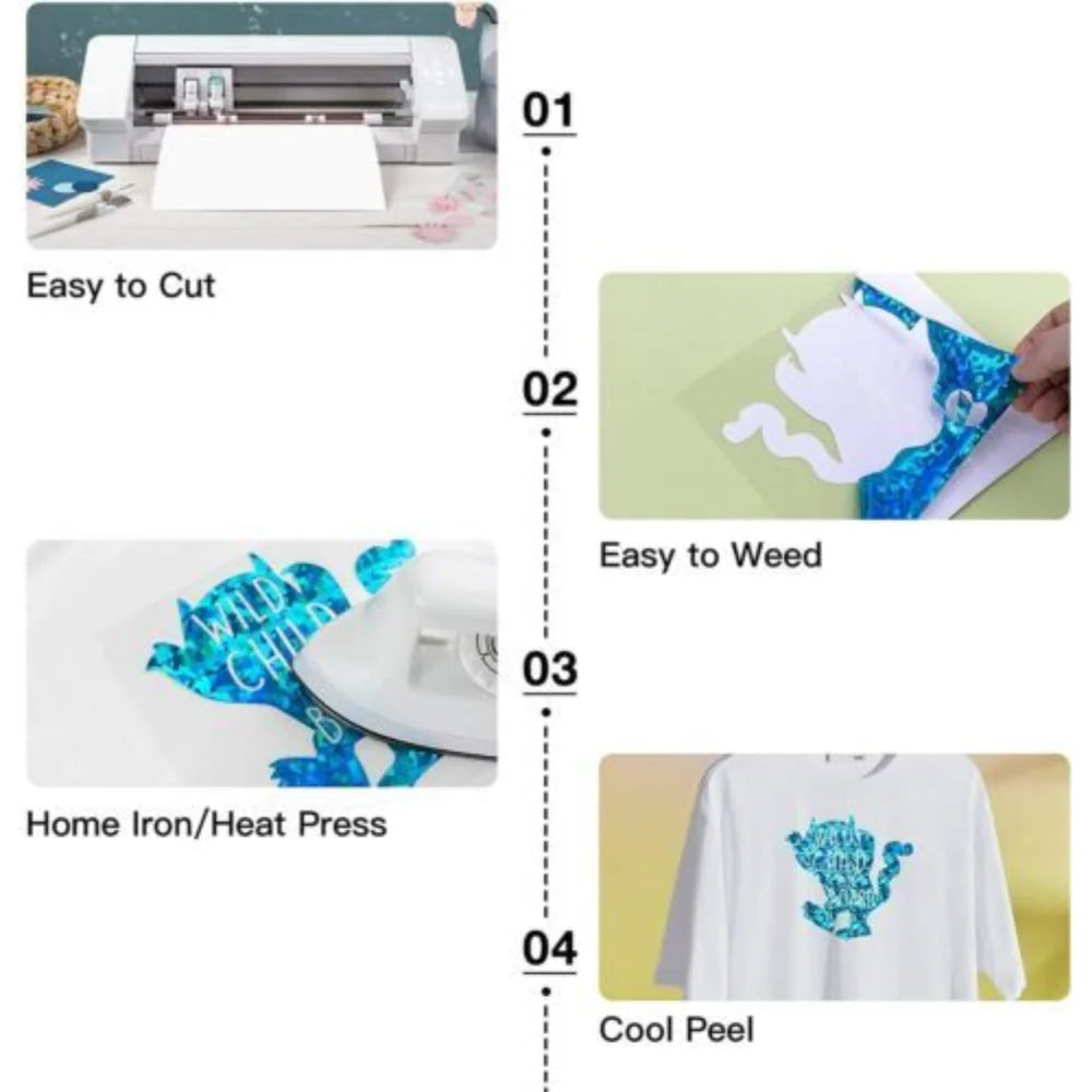 Cricut-kompatibel: 10 HTV-Rollen – 30 x 152 cm – Flexfolien-Set zum Aufbügeln für Textilien & DIY-Projekte