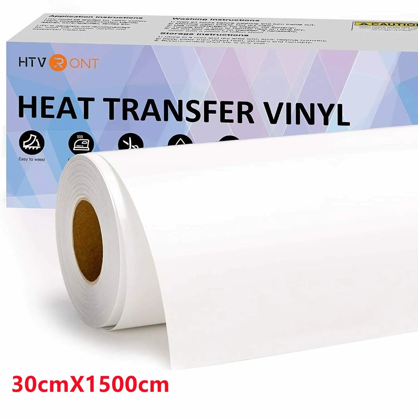 Cricut-kompatibel: HTV-Flexfolie – 30 x 1500 cm – PU-Bügelfolie auf Rolle für DIY-Textildruck & Plotterprojekte