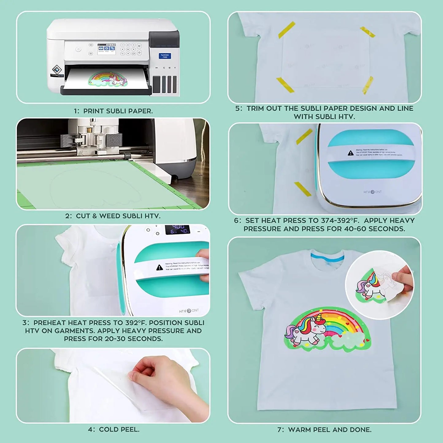 Cricut-kompatibel: Sublimations-HTV – Matt – 30 x 152 cm – Für helle Baumwollstoffe & DIY-Textildruck