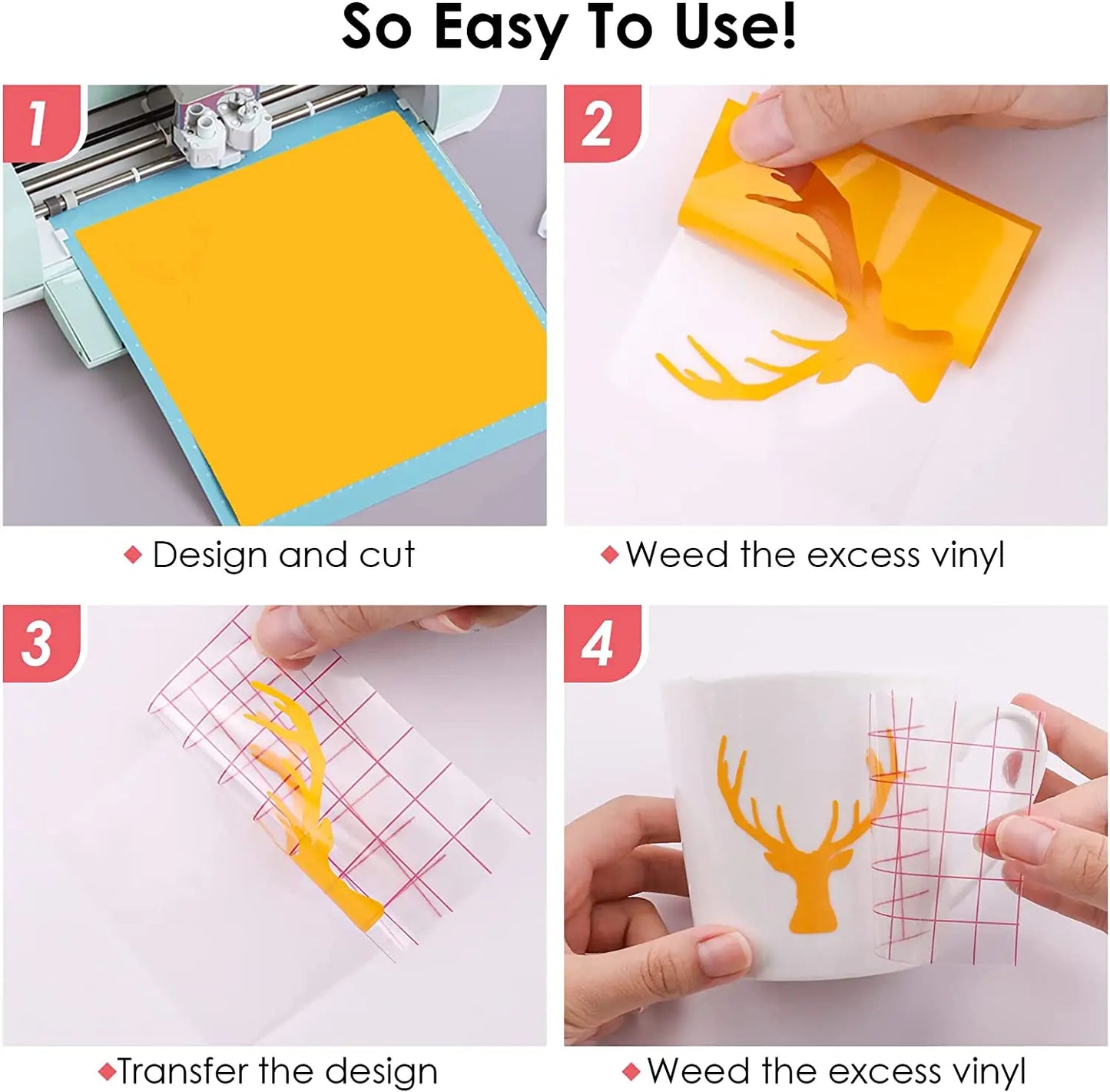 Cricut-kompatibel: 80/100 Vinylfolien 30 x 30 cm – Selbstklebende Deko-Folien mit Transferpapier für DIY & Becherdeko