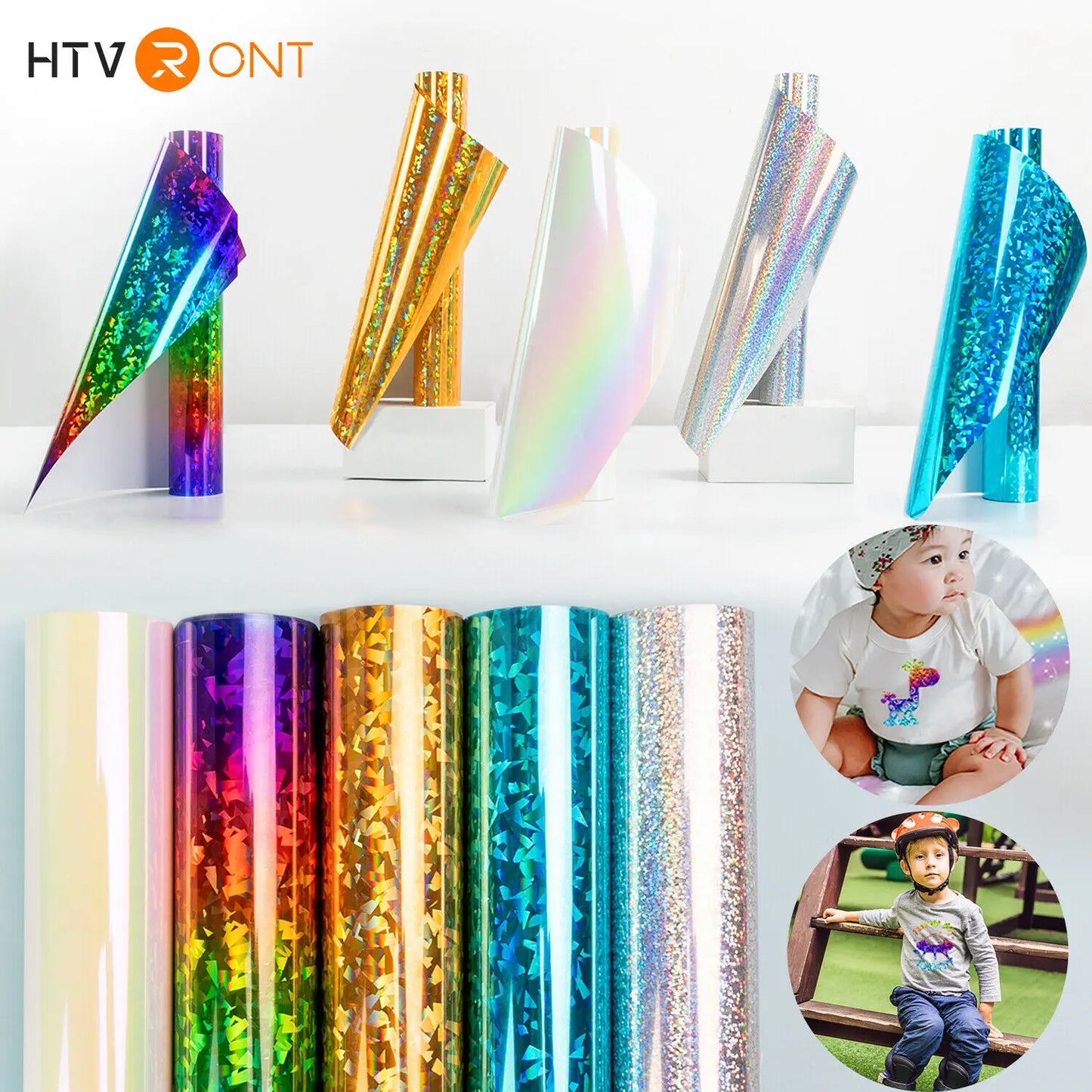 Cricut-kompatibel: Holografische HTV-Folie – Metallic Crystal – 30 x 150 cm – Flexfolie zum Aufbügeln