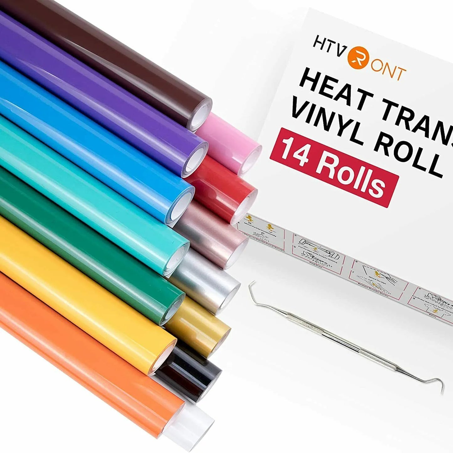 Cricut-kompatibel: 14 HTV-Rollen – 30 x 90 cm – Buntes PU-Flexfolien-Set zum Aufbügeln für Textilien & Geschenke