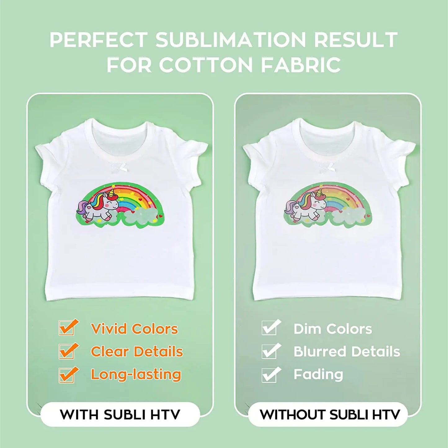 Cricut-kompatibel: Sublimations-HTV – Matt – 30 x 152 cm – Für helle Baumwollstoffe & DIY-Textildruck