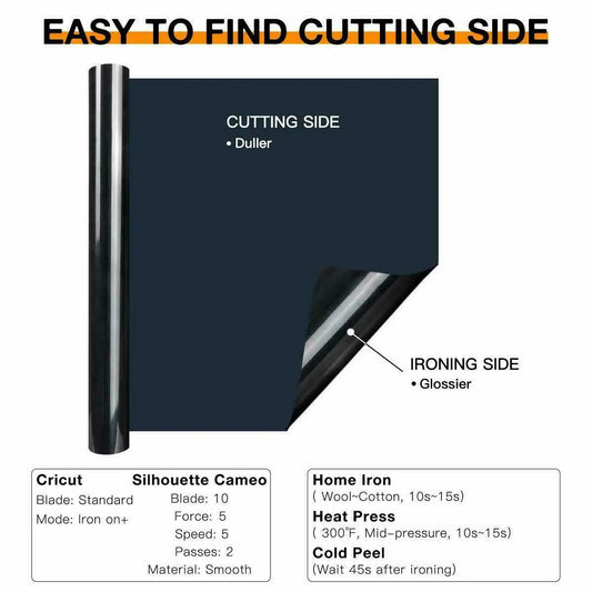 Cricut-kompatibel: Elastische HTV-Flexfolie – 30 x 240 cm – Dehnbare Bügelfolie für T-Shirts & Sporttextilien