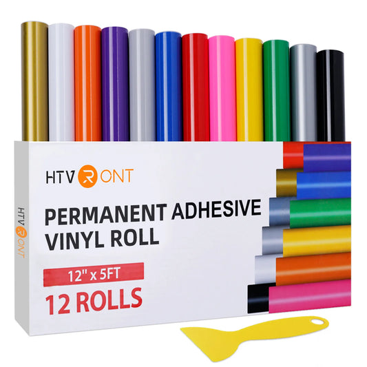 Cricut-kompatibel: 8/12 Rollen Permanent Vinyl – Bunte Plotter-Klebefolie 12x152 cm für Tassen, Gläser, Handyhüllen & mehr