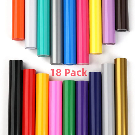 Cricut-kompatibel: 14/18 Rollen Permanent Vinyl – Bunte Plotter-Klebefolie 12x91 cm für Tassen, Gläser, Handyhüllen & mehr