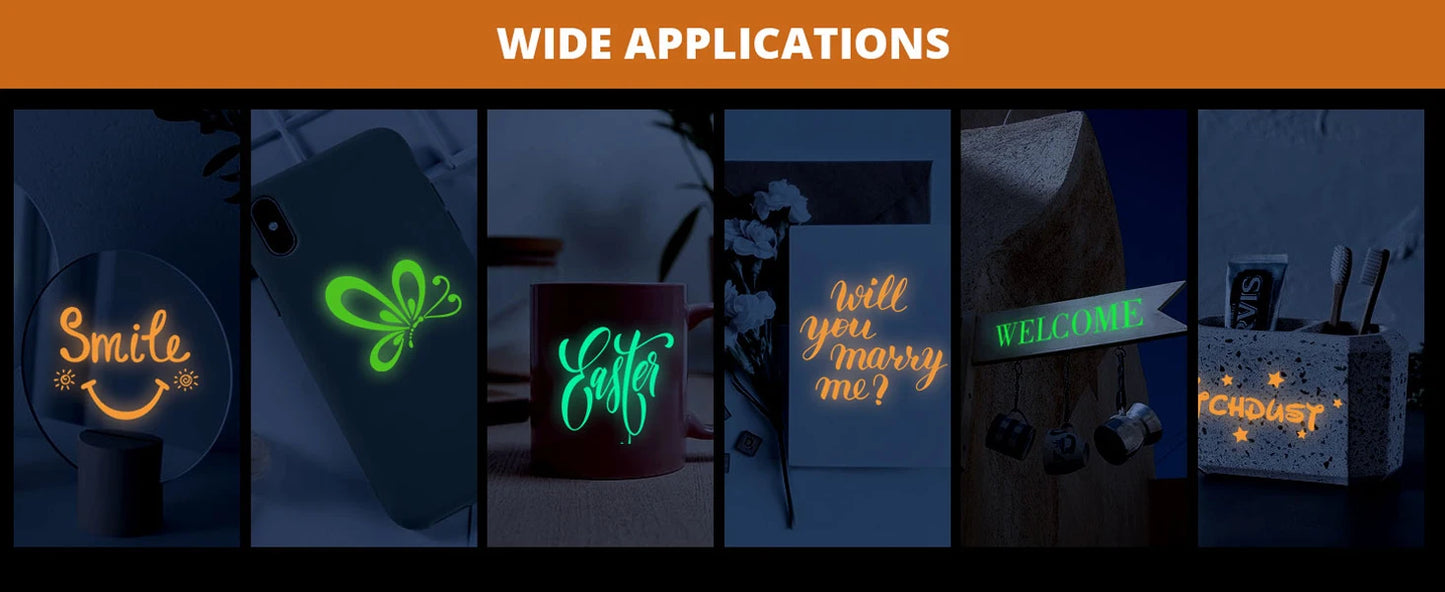 Cricut-kompatibel: 6 Glow-in-the-Dark Vinylfolien – Selbstklebend – 30,5 x 30,5 cm – Leuchtfolie für DIY-Deko