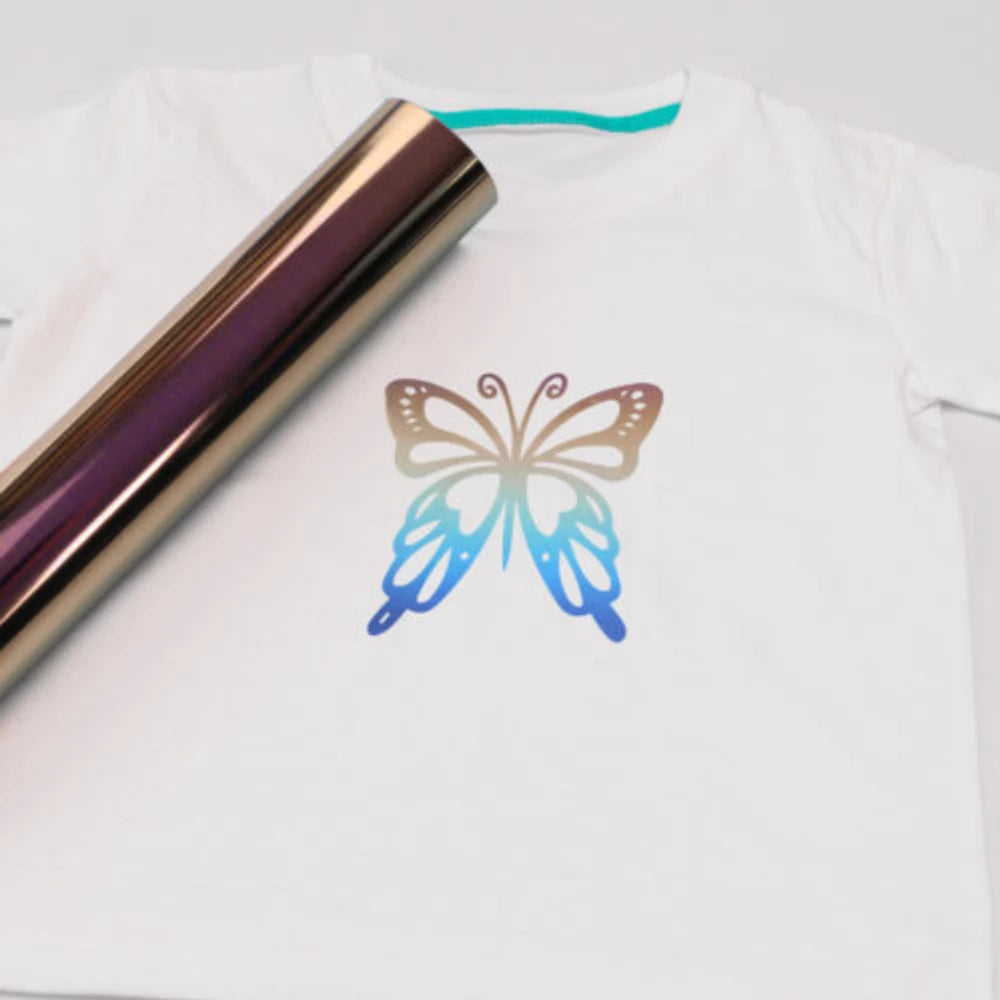 Cricut-kompatibel: Holografische HTV-Folie mit Farbverlauf – 30 x 305 cm – Metallic-Flexfolie zum Aufbügeln
