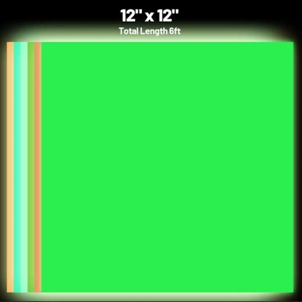 Cricut-kompatibel: 6 Glow-in-the-Dark Vinylfolien – Selbstklebend – 30,5 x 30,5 cm – Leuchtfolie für DIY-Deko