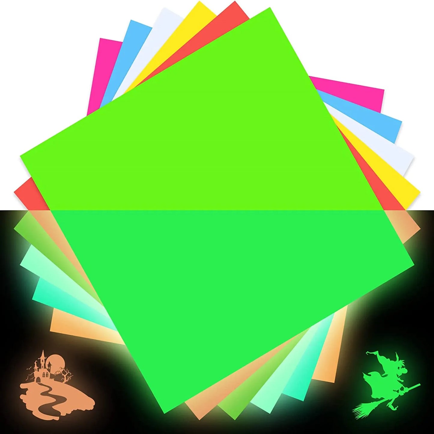 Cricut-kompatibel: 6 Glow-in-the-Dark Vinylfolien – Selbstklebend – 30,5 x 30,5 cm – Leuchtfolie für DIY-Deko