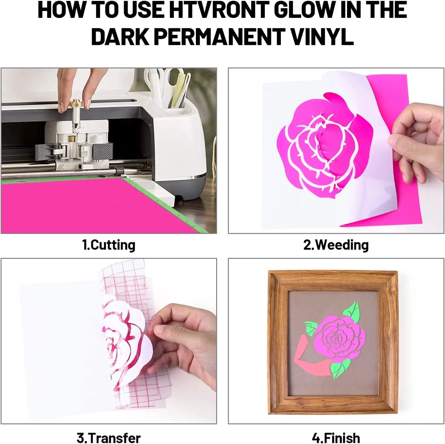 Cricut-kompatibel: 6 Glow-in-the-Dark Vinylfolien – Selbstklebend – 30,5 x 30,5 cm – Leuchtfolie für DIY-Deko