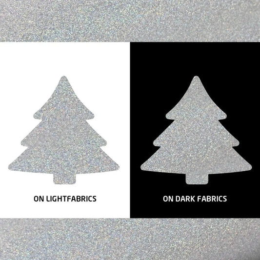 Cricut-kompatibel: Laser-Glitzer HTV-Folie – Schwarz oder Silber – 25,4 x 305 cm – Flexfolie zum Aufbügeln
