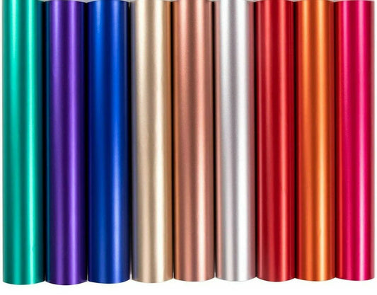 Cricut-kompatibel: 9 Bogen Matte Metallic Permanent Vinyl – 30,5 × 30,5 cm – Selbstklebende Folie für Plotter & DIY-Deko