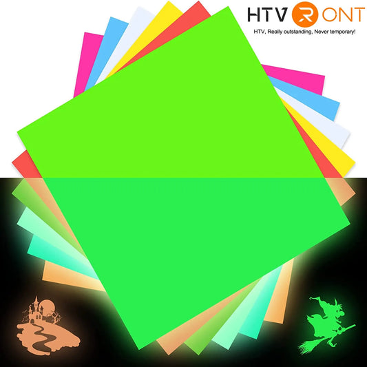 Cricut-kompatibel: 6 Glow-in-the-Dark Vinylfolien – Selbstklebend – 30,5 x 30,5 cm – Leuchtfolie für DIY-Deko