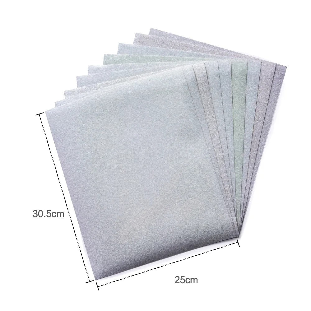 NEU! Cricut-kompatibel: 9er-Bundle – UV-reaktives Glitzer-Wärmeübertragungs-Vinyl, 30,5 x 25,4 cm – Farbwechselnd bei Sonnenlicht – HTV Folien-Set für Plotter & Wärmepresse