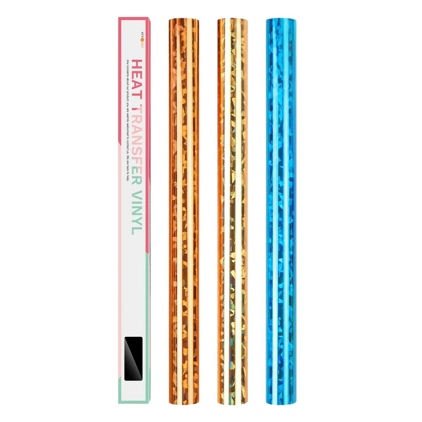 3 Stück Cricut-kompatibel Plotter Kristall Holographisches Metallisches Wärmeübertragungs-Vinyl 30 × 150 cm – Rollen Set in verschiedenen Farben – Bügelfolie für T-Shirts