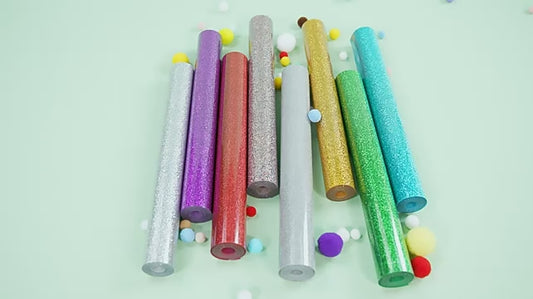 Cricut-kompatibel: 12 Rollen Glitzer-HTV – 25 cm x 150 cm – Wärmeübertragungsfolie für Plotter, T-Shirts & DIY-Projekte