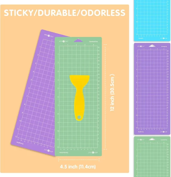 Cricut-kompatibles HTVront 6 Stück 4,5 x 12 Inch / 11,5 x 30 cm PVC Schneidematte – Basis-Klebepads für Cricut, Freude, Quilten, Matten für Karton, HTV-Handwerk - Image 2