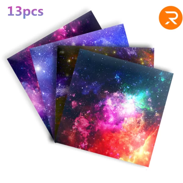 Cricut-kompatible HTVront 13 Pack Glitter Galaxy PU Heat Transfer Vinyl Blätter – Bügeln auf HTV-Vinyls für Cricut, Wärme Presse, T-Shirts und Textilien (US/UK/AU) - Image 2