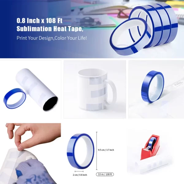 Cricut-kompatibles 0,8 Inch x 108 Ft Sublimation Wärmebeständiges Hochtemperatur-Band für Infusible Transfer Ink Film, Wärmeübertragungs-Vinyl - Image 2