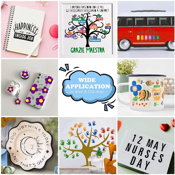 Cricut-kompatible 12/8 Pack HTVront – 12 in x 5 ft Mehrfarbige Permanente Selbstklebende Vinylrollen für Cricut Maker, Cricut Explore und Cricut Joy, Cricut-Basteln, DIY-Tassen, Glas, Handyhüllen, Wohnkultur, Geschenkideen - Image 4