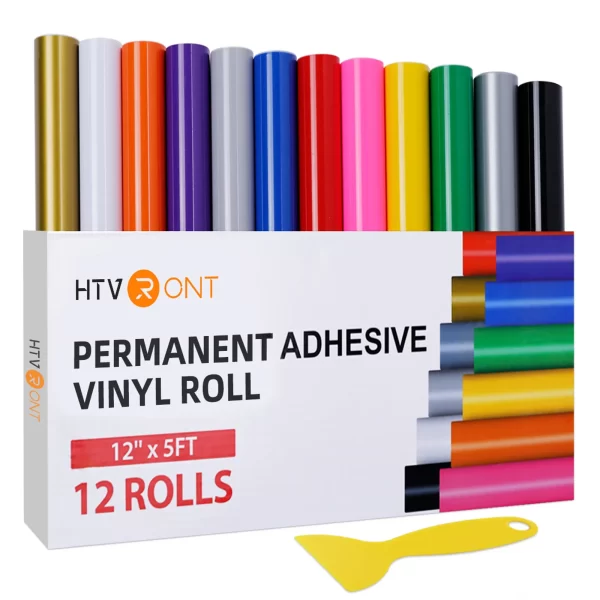 Cricut-kompatible 12/8 Pack HTVront – 12 in x 5 ft Mehrfarbige Permanente Selbstklebende Vinylrollen für Cricut Maker, Cricut Explore und Cricut Joy, Cricut-Basteln, DIY-Tassen, Glas, Handyhüllen, Wohnkultur, Geschenkideen