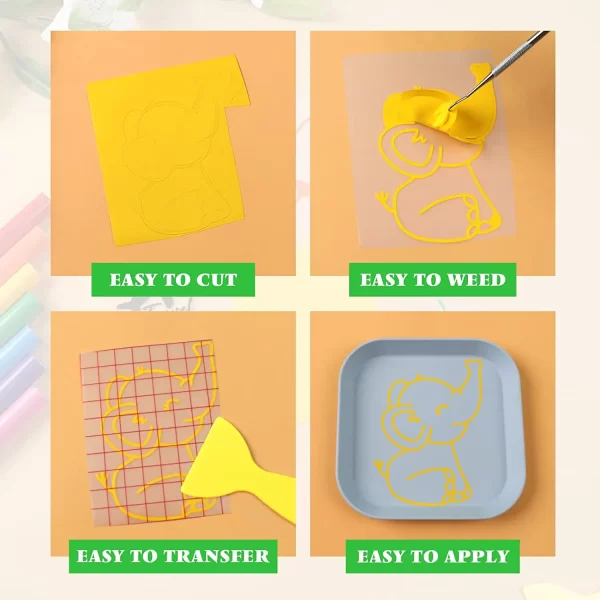Cricut-kompatible HTVront 18/14 Pack – 12 x 3 ft Mehrfarbige Permanent Klebende Vinylrollen für Cricut-Basteln, DIY-Tassen, Glas, Handyhüllen, Dekoration, Einfach zu Schneiden - Image 5
