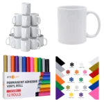 Cricut-kompatibel Bestseller: 22-Stück-Bundle mit 10 Sublimationstassen & 12 Vinylrollen