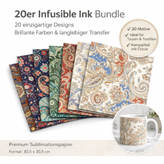 Cricut-Komptaibel:  20er Bundle Infusible Ink Transferfolien (30,5 × 30,5 cm)