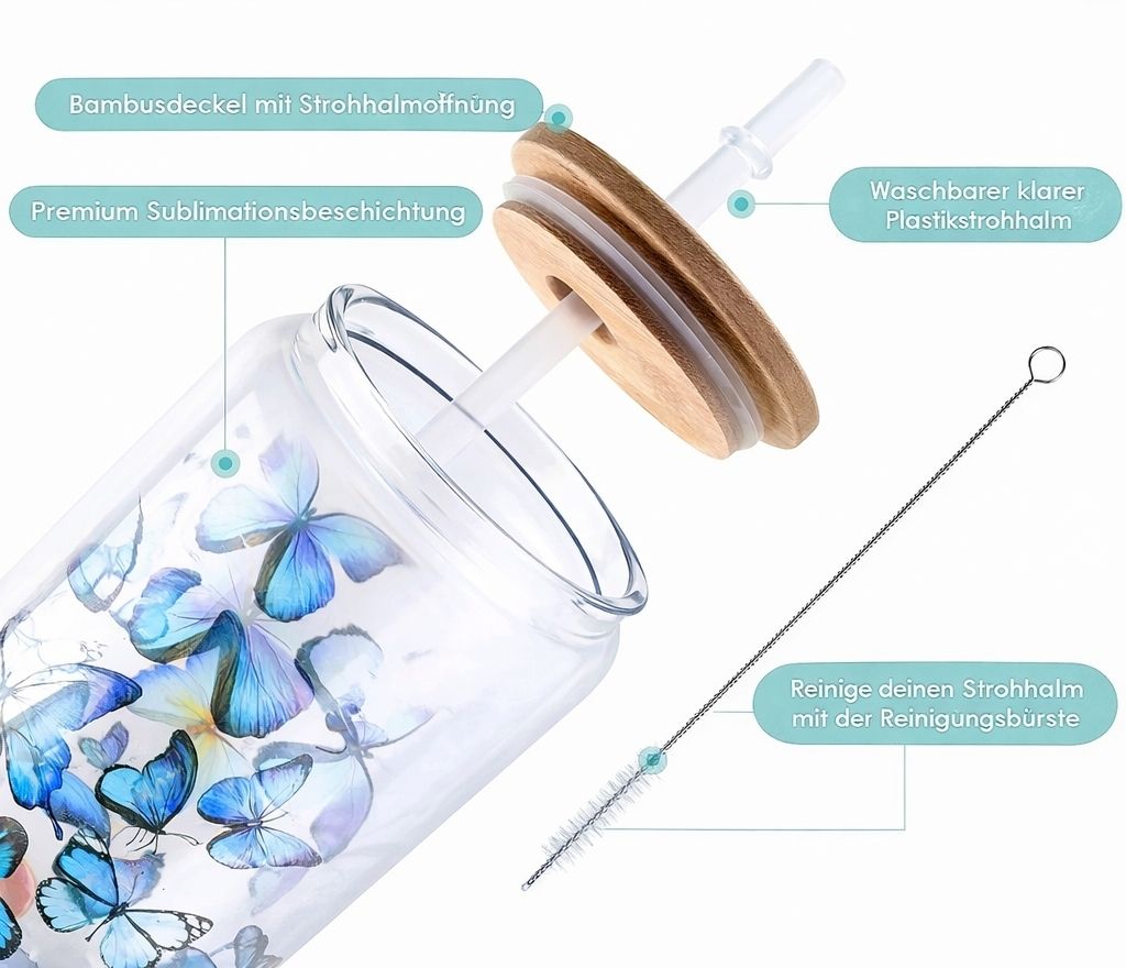 Cricut-kompatibel Plotter Sublimations Gläser 16 oz (ca. 473 ml) – 8er Set klar & satiniert – Bild 2