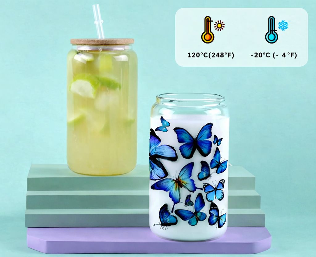 Cricut-kompatibel Plotter Sublimations Gläser 16 oz (ca. 473 ml) – 8er Set klar & satiniert – Bild 4