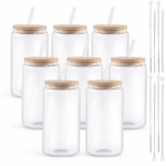 Cricut-kompatibel Plotter Sublimations Gläser 16 oz (ca. 473 ml) – 8er Set klar & satiniert