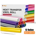 Cricut-kompatibel Plotter HTV Textilfolie Rollen 30,5 × 152 cm – 12er Set PU