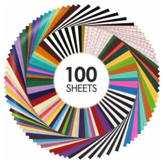 Cricut-kompatibel Plotter Selbstklebende Vinylfolien 30,5 x 30,5 cm – 100 Blatt Set inkl. Transferfolie