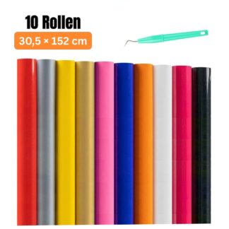 Cricut-kompatibel Plotter HTV Textilfolie Rollen 30,5 × 152 cm – 10er Set PU