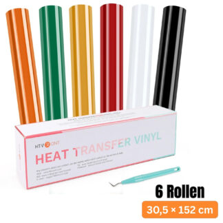 Cricut-kompatibel Plotter HTV Textilfolie Rollen 30,5 × 152 cm – 6er Set PU